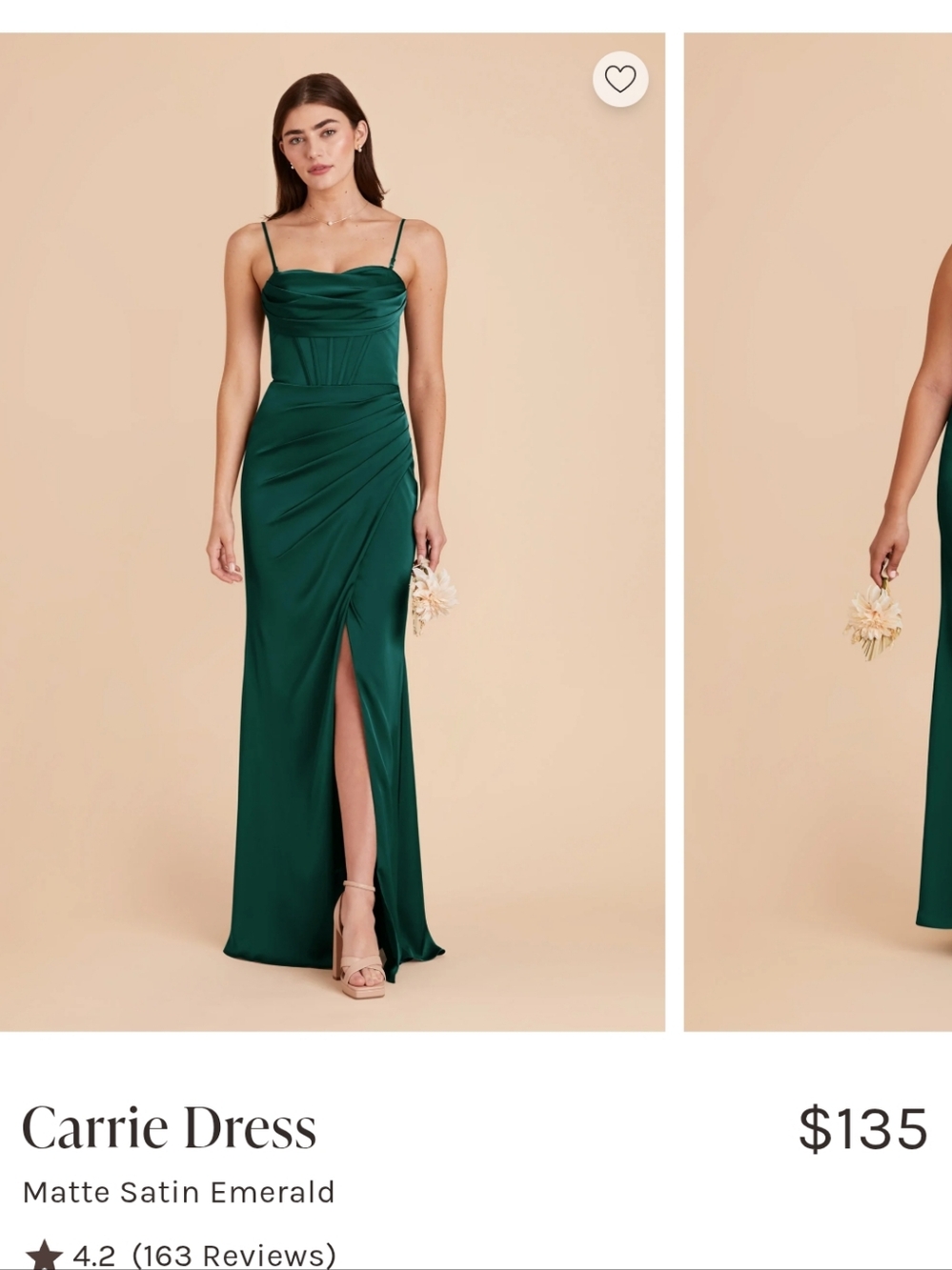 Birdy Grey Carrie Emerald Green Strapless Satin Gown